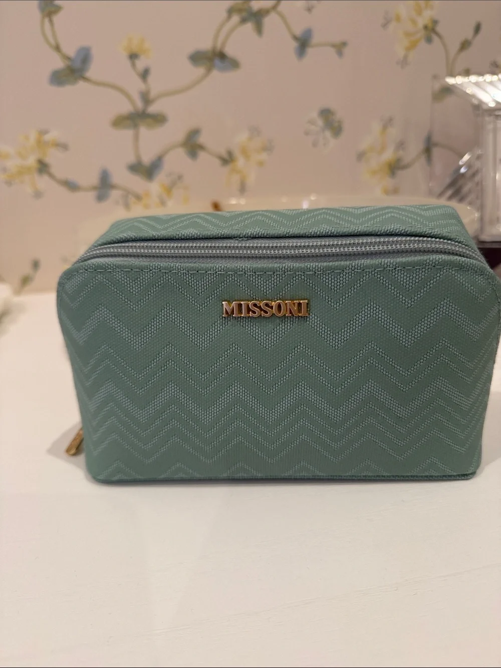 Missoni Quilted Zigzag Cosmetic Case in Mint Green